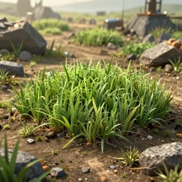 apocalyptic wasteland with an economy using every resource to survive, grass is starting to grow again, 3d render, Unreal Engine, octane render, ray tracing, Unity, highly detailed, high quality, HD, 4k, 8k, realistic, sharp, trending