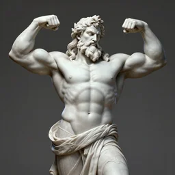 a highly detailed illustration of Ernest Khalimov as shirtless bearded god, heroically flexing greek god statue pose, muscular, intricate, elegant, highly detailed, centered, digital painting, artstation, concept art, smooth, sharp focus, league of legends concept art, WLOP