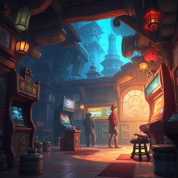 photo cartoon illustration comic manga painting of arcade hall environement : 6 fantasy environement, digital painting, volumetric lighting by feng zhu, 3 d alejandro alvarez alena aenami artworks in 4 k beeple, by thomas kinkade hearstone league of legends dofus overwatch