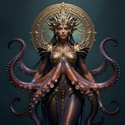 portrait of sea queen, fantasy, rule of thirds, intricate, regal, brown skin, octane render, detailed, beautiful, unreal engine, lumen, symmetrical!!, loreal, maybelline, sephora, loreal, artstation, art by karol bak, art by artgerm, cinematic, concept art, filmic, vsco
