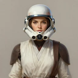 head to waist portrait of a pretty female jedi knight. x wing fighter helmet. elegant, highly detailed, digital painting, artstation, concept art, symmetry, smooth, sharp focus, illustration, art by artgerm and rutkowski and mucha by theodore ralli and nasreddine dinet and anders zorn and nikolay makovsky and edwin long