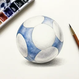 watercolour and pencil drawing of a ball