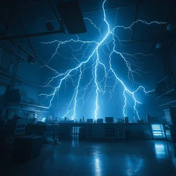 lightning captured in laboratory, cinematic, intricate, abstract, artstation, greg rutkowski, dan mumford, wlop, beeple, octane render
