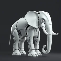 white robot elephant, octane render, hd,