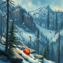 gemstones in taiga on ural mountains. highly detailed, digital painting, watercolor, soviet realism, engraving, artstation, concept art, smooth, sharp focus, vivid grunge, manga, illustration, unreal engine 5, 8 k, art by bilibin and kuvshinov and malevich and mucha