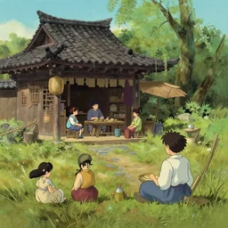 wuxia, tavern, scenery, in the style of studio ghibli, j. c. leyendecker, greg rutkowski, artem