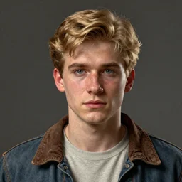 A videogame portrait of a blond young Irish man. Male model. Dressed in 1980s style. Highly detailed, fine Art, high detail, great lighting, 8k resolution, masterpiece, concept art, illustration, clear eyes, painting oil on canvas, octane render, HDR, trending on artstation, 4k, 8k, HD