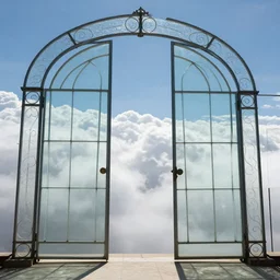the gates of heaven made out of glass to see clouds through