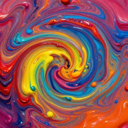 swirling and chaotix mix of different latex paint colors, vivid color, hyperrealistic, abstract