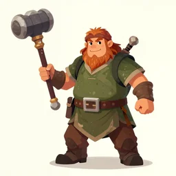 A warrior hobbit holding a large club.  D&D character art.
