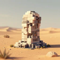 a building made of rectangle tetris, in the dessert, octane render, trending on artstation