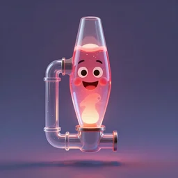 transparent long continuous lava lamp shaped like plumbing pipes with gelatinous liquids flowing inside, playful, happy hardcore, 8 k, render by pixar