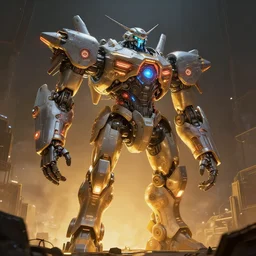 a extreme huge solarpunk construction mecha, luminescent, rule of thirds, golden ratio, ambient lighting, syd mead, greg rutkowski, wlop, artgerm, artstation, highly detailed masterpiece