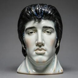 a porcelain sculpture of elvis'face in the style of thomas schutte, lucid dream series, cinematic, hyper - realistic, finely detailed, ray tracing, 8 k resolution, long - shot, sharp focus, low angle, 8 5 mm photograph, wide lens