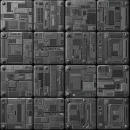 seamless tileable texture of sci fi space panels, realistic, very detailed, beautiful, intricate details, sharp focus, substance designer, substance render, substance painter, marmoset, unreal engine, octane render
