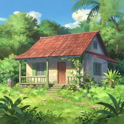 a typical house in a creole garden, reunion island from reunion island key anime visual by makoto shinkai, trending on artstation