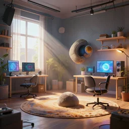 stable diffusion of stability ai in a stable diffuse room, insanely detailed, digital art, photorealistic, wimmelbilder, unreal engine 5, dynamic lighting, raytracing effects, 1 6 k