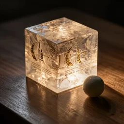 cube!!!!!! and ball on table