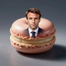 emmanuel macron as a macaroon hybrid photo realistic octane render