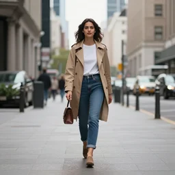 beautiful photo of a woman walking on a city towards the camera, full body, hyper realistic, 8 k, dslr, 3 mm, highly detailed photograph