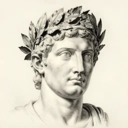 a portrait of the head of a roman emperor with a crown of laurels ( c. 1 8 8 0 - 1 8 9 2 ) drawing in high resolution by otto eerelman
