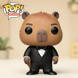 funko pop of a capybara wearing a tuxedo