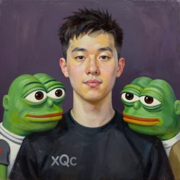 Portrait of xQc with Pepega , oil painting