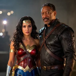 bill cosby as wonder woman in the witcher 3, movie still, cinematic lighting, dramatic, octane render, long lens, shallow depth of field, bokeh, anamorphic lens flare, 8 k, hyper detailed, 3 5 mm film grain