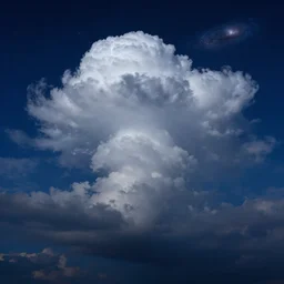 extreme cloud formations, heavy storm, starry night, deep blue, sky photo, andromeda in the background, high contrast, octane render, volumetric lighting, specular highlights, ray tracing, 4 k, desktop wallpaper