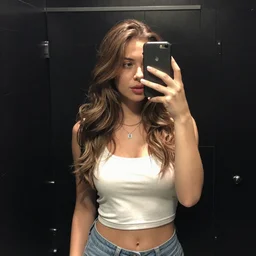 beautiful girl takes a selfie in the toilet of a nightclub