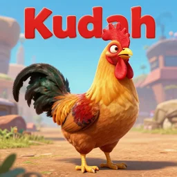 the movie kudah about a rooster, Pixar movie poster, 3D, 8K, 2000s computer animation