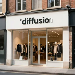 a storefront with'diffusion'written on it.