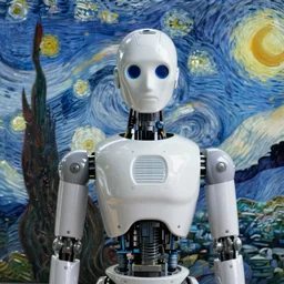 portrait of a robot by van gogh in the style of greg rutkowski