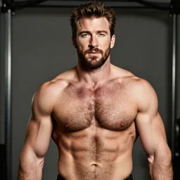 chris evans as a bodybuilder, masculine, hairy torso, 4 k hd
