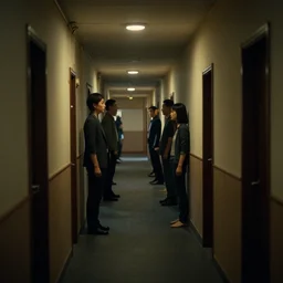 there were voices down the corridor,, highly detailed vfx, cinematic, volumetric lighting,