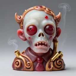 portrait of cranberry zombie made of soft translucent wax, wooden art nouveau swirls, strong subsurface scattering, smoke, tubes, gold elements, subsurface scattering, in the style of ruan jia and beeple, subsurface scattering, mystical colors, back light, rim light, dramatic lighting, 8 k, stunning scene, raytracing, octane render