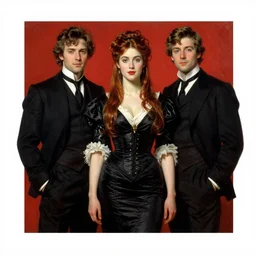 Orville Houghton Peet and William Simpson and Jean Gautier victorian genre painting portrait painting of a young beautiful woman marverl DC comic book character fantasy costume, red background
