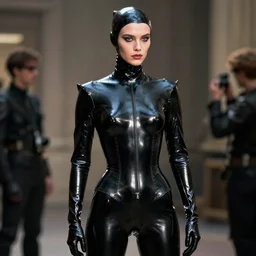 avant - garde fashion mod in latex, still from movie the fifth element, highly detailed