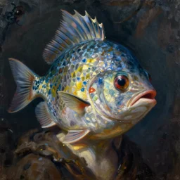 fish person portrait, love craftian, innsmouth, painting, high detail, Eerie