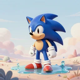 sonic hedgehog matte painting landscape of a surreal, sharp, detailed professional, soft pastels, high quality airbrush art album cover of a liquid dissolving airbrush art lsd dmt sonic the hedgehog swimming through cyberspace, purple checkerboard background, 1 9 9 0 s 1 9 9 2 sega genesis rareware video game album cover