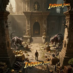 a concept art of a temple filled with traps, treasure, and monsters in a brand new Indiana Jones film. By Craig Mullins and Ralph Mcquarrie