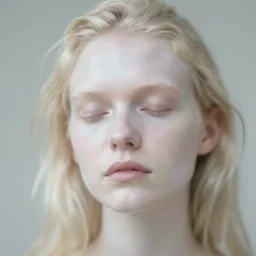 out of focus photorealistic portrait of a beautiful aesthetic blonde pale woman by saul leiter, very blurry, translucent white skin, closed eyes, foggy
