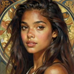 painted closeup portrait of uma thurman, long hair, feminine, young, charming, majestic, athletic, fantasy, intricate, elegant, extremely detailed digital painting, trending artstation, concept art, sharp focus illustration art by alphonse mucha, greg rutkowski, craig mullins