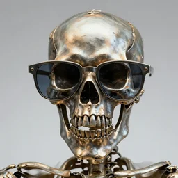 skeleton with cool glasses, metal art
