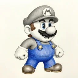 a pencil drawing of mario
