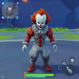 Pennywise from it (1990) in fortnite, gameplay screenshot