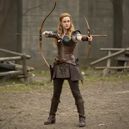full body photo of liv tyler as a steampunk archer