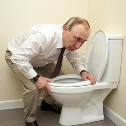 vladimir putin creeping out from toilet, art by famous artist
