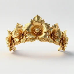 ornate realistic symmetrical floral flower gold tiara 3 d art deco