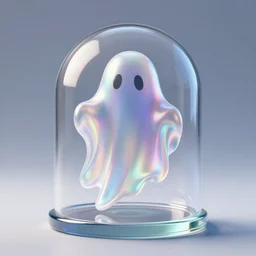 3D render of an iridescent ghost trapped inside glass, 8K octane render, trending on behance